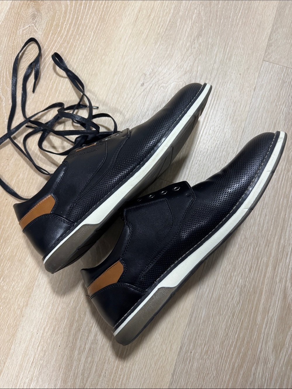 Black Derby Shoes with Brown Tongue Detail - Picture 3 of 8